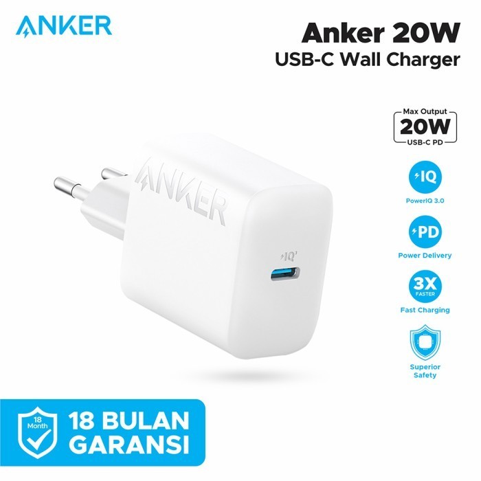 Jual Fast Charger Anker Powerport A2347 A2348 Charger 20W Fast Charging