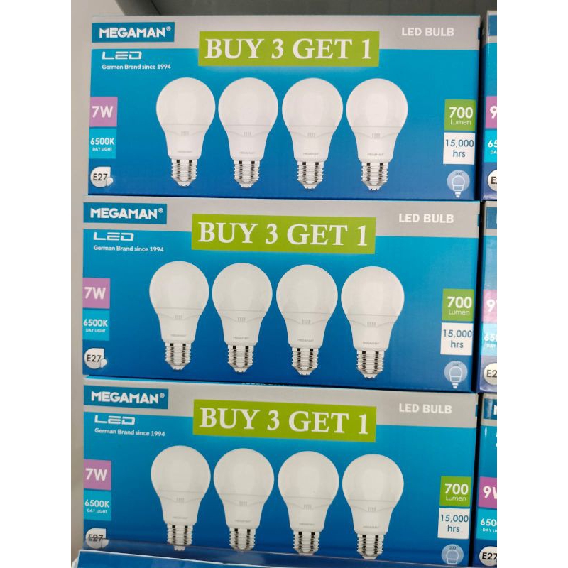 Jual LAMPU LED PAKET 3 GRATIS 1 7watt Cahaya Putih - MEGAMAN | Shopee ...
