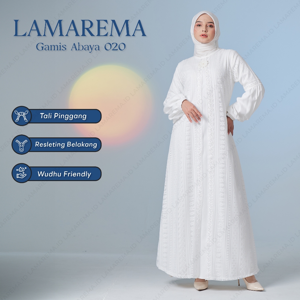 [Lamarema] GAMIS ABAYA PUTIH RENDA BROKAT LM 020