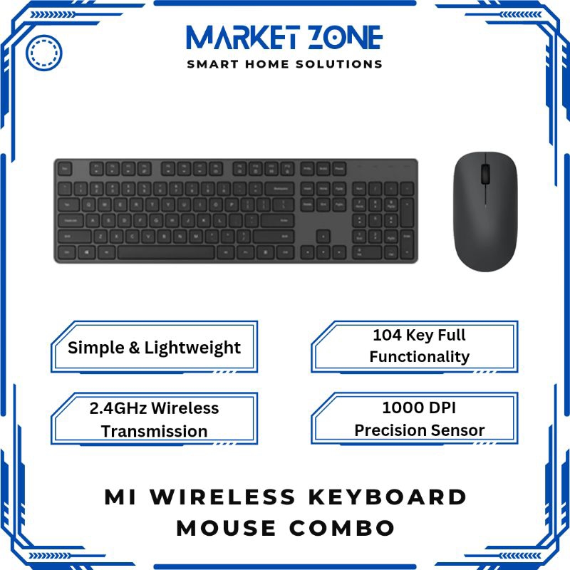 Jual Mi Wireless Keyboard Mouse Set 2.4GHz 104 Key 1000DPI | Shopee ...