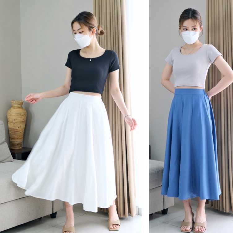 Jual Obral Terkini Orla Skirt Rok Flare Maxi Anti Kusut Rok Maxi Wanita ...