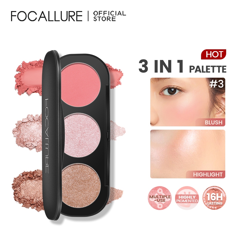 Jual FOCALLURE Blush on Highlighter Eyeshadow 3in1 Palette Shopee Indonesia