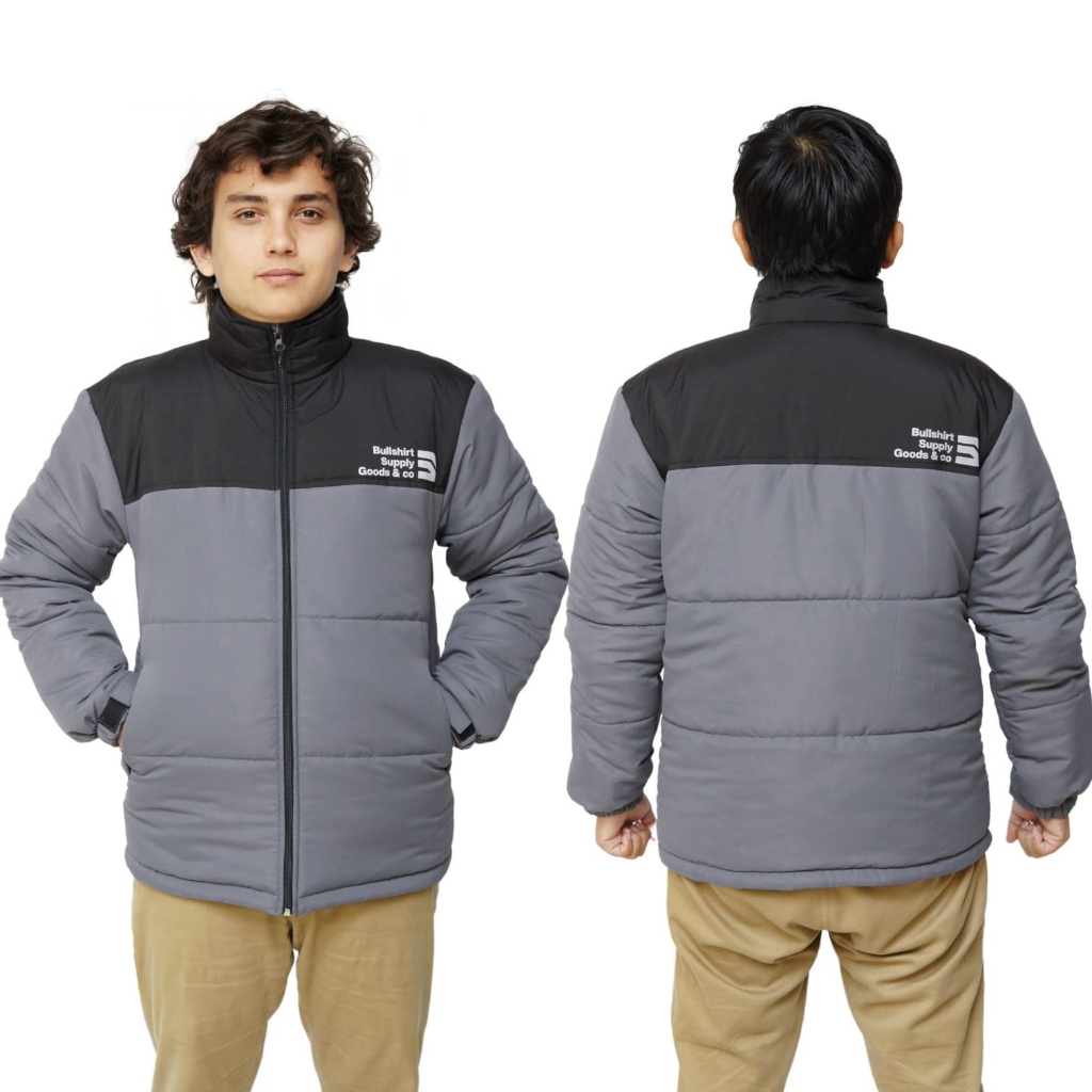 Jual JAKET PUFFER TASLAN WATERPROOF GREY / BULLSHIRT | Shopee Indonesia