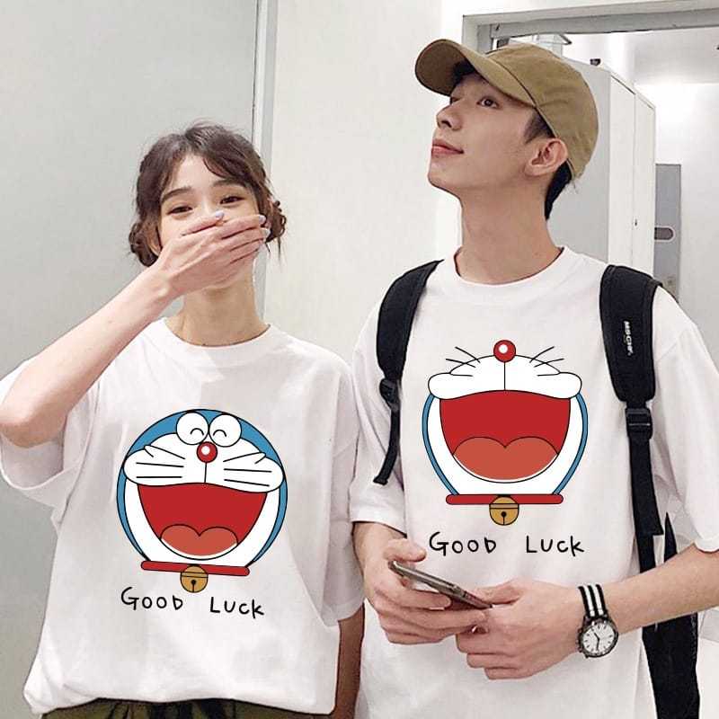Jual Herlin Collection_Kaos Couple Kekinian Doraemon Good Luck_Kaos