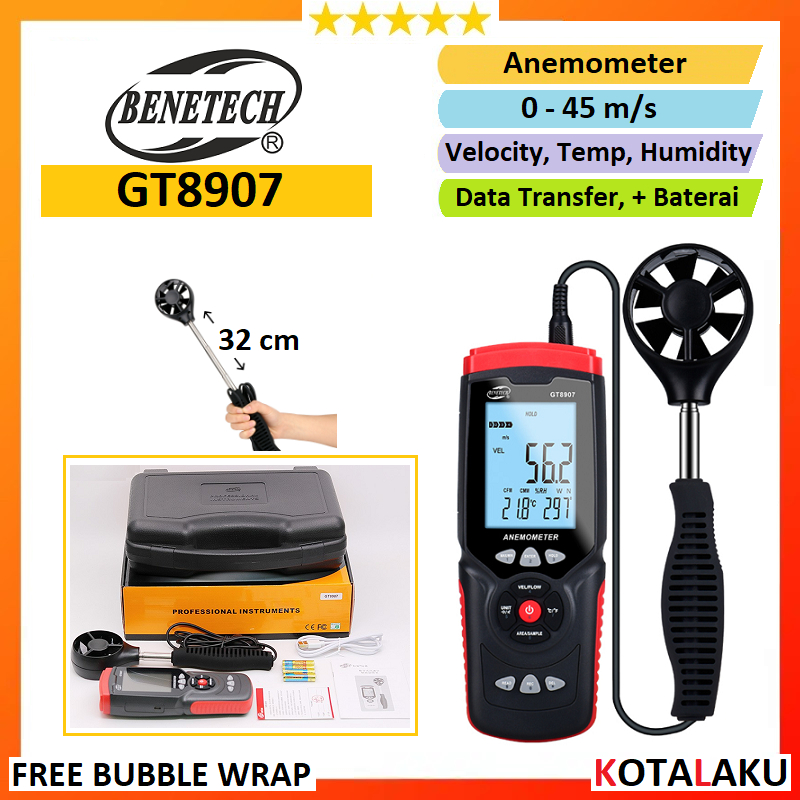 Jual Anemometer Data Logger Wind Speed Meter Tester GT8907