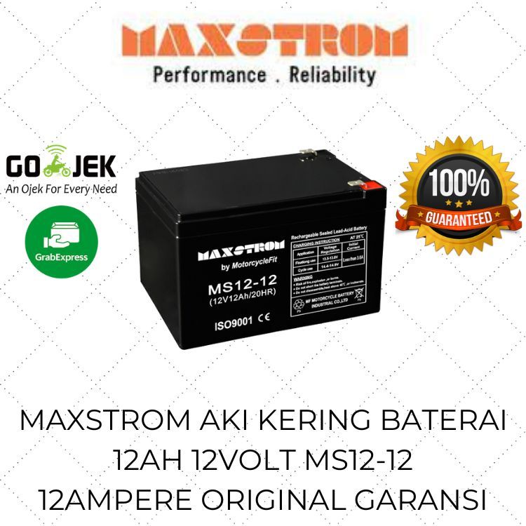 Jual Aki Kering Baterai Sepeda Listrik 12 Ampere Maxstrom MS 12-12
