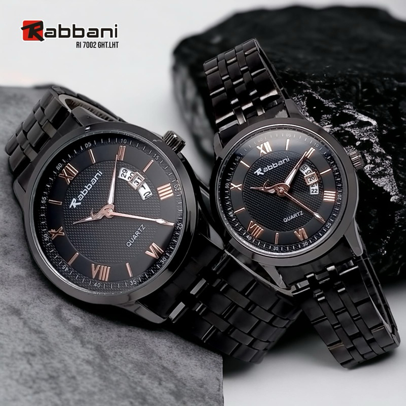 Jual Rabbani Jam Tangan Rante Couple Hitam Original Ada Tanggal Anti ...