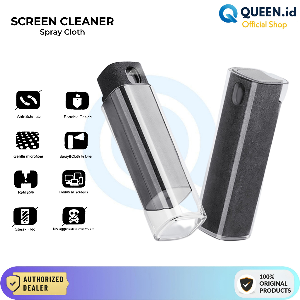 Jual QUEEN Screen Cleaner Spray Cleaning Kit Pembersih Layar HP Tablet ...