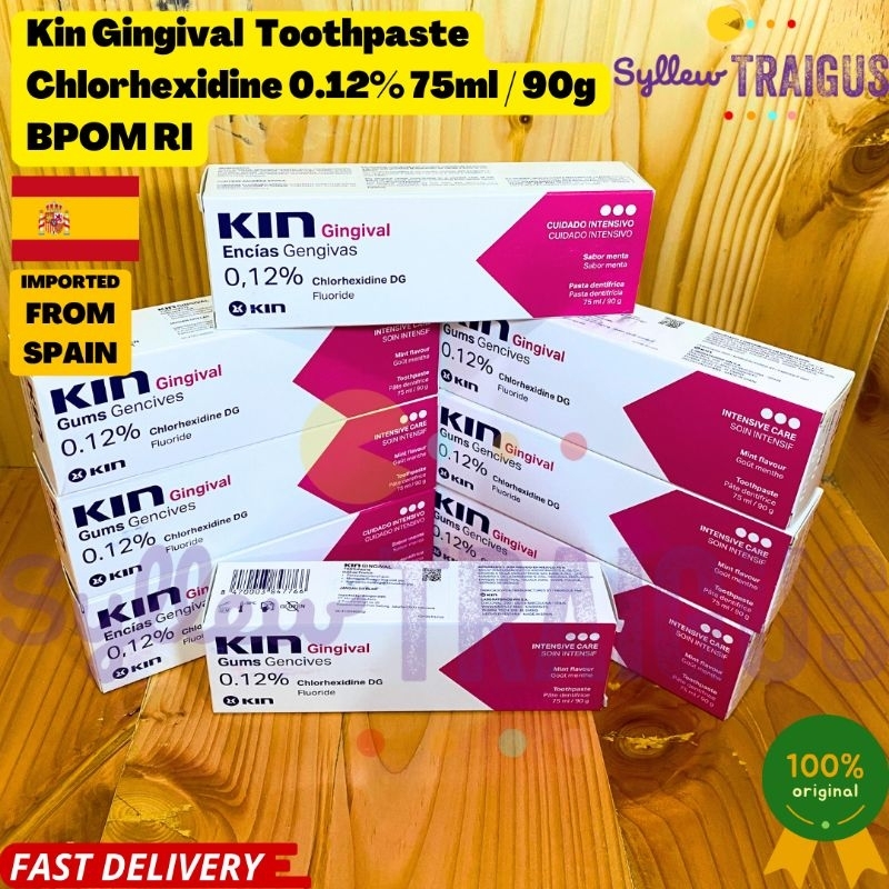 Jual KIN Gingival Toothpaste Pasta Gigi Chlorhexidine 0.12% 75ml / 90g ...