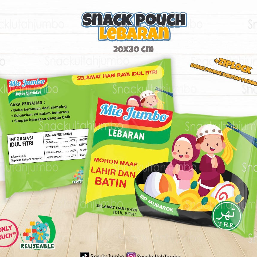 Jual Snack pouch lebaran mie jumbo dengan ziplock | bingkisan lebaran ...