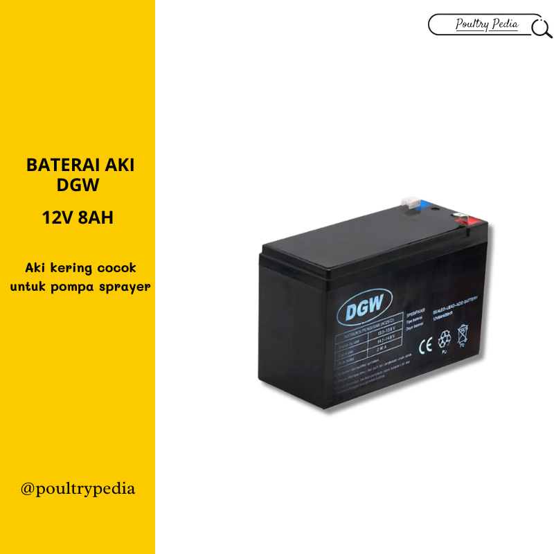 Jual Aki kering Tangki Elektrik DGW 12V 8AH / Aki Battery 8AH msa hitam