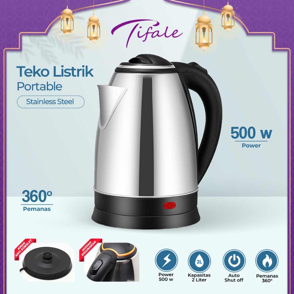 Jual Tifale X Vishal Teko Listrik 2 Liter Full Stainless Steel Pemanas Air Electric Kettle Ketel 4474