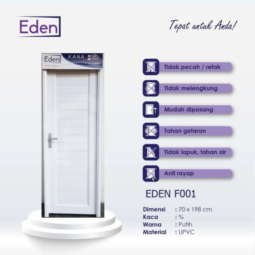 Jual Pintu EDEN KANA - Pintu UPVC 70 x 198 cm Anti Pecah dan Anti Rayap