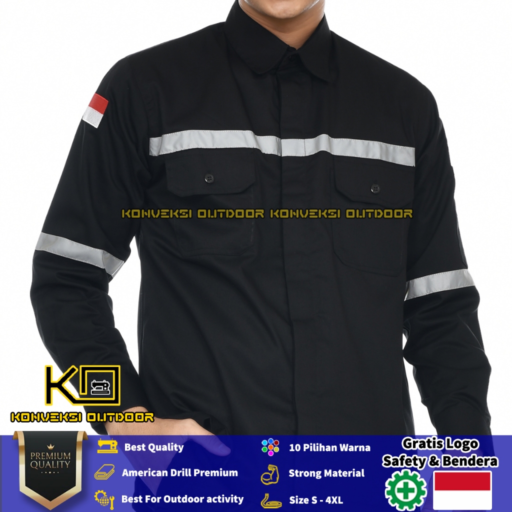 Jual Kemeja Safety Pria Lengan Panjang Pakaian Kerja Baju Proyek Wearpack Safety K Lapangan