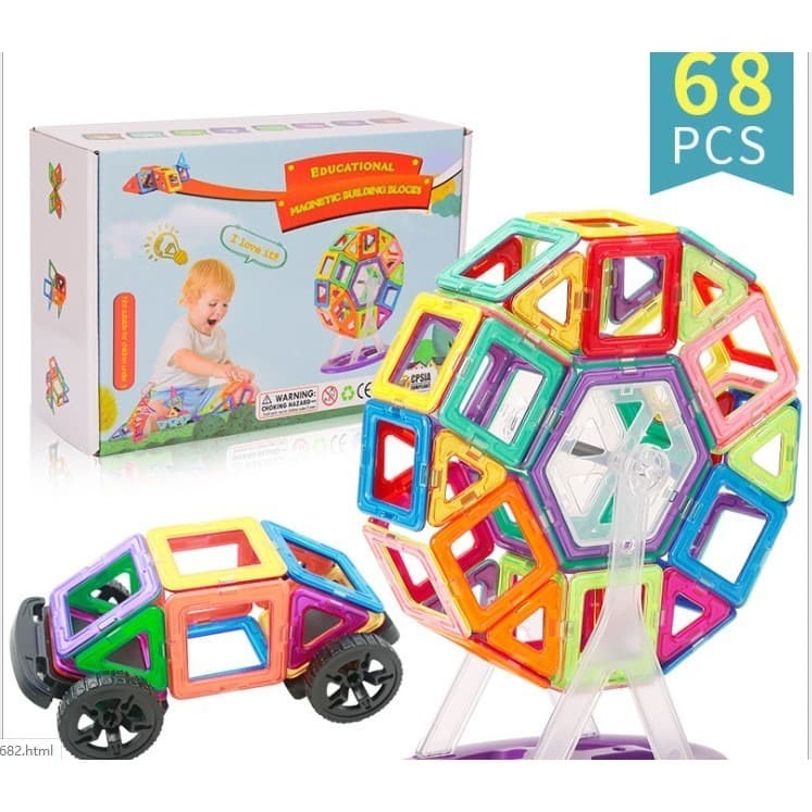 Jual Mainan MAGFORMERS Mini 68 Pcs All Magnetic Building Blocks ...