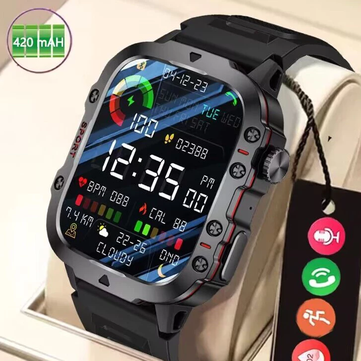Lige jam tangan pintar olahraga tahan air panggilan bluetooth pria 420mah pemantauan