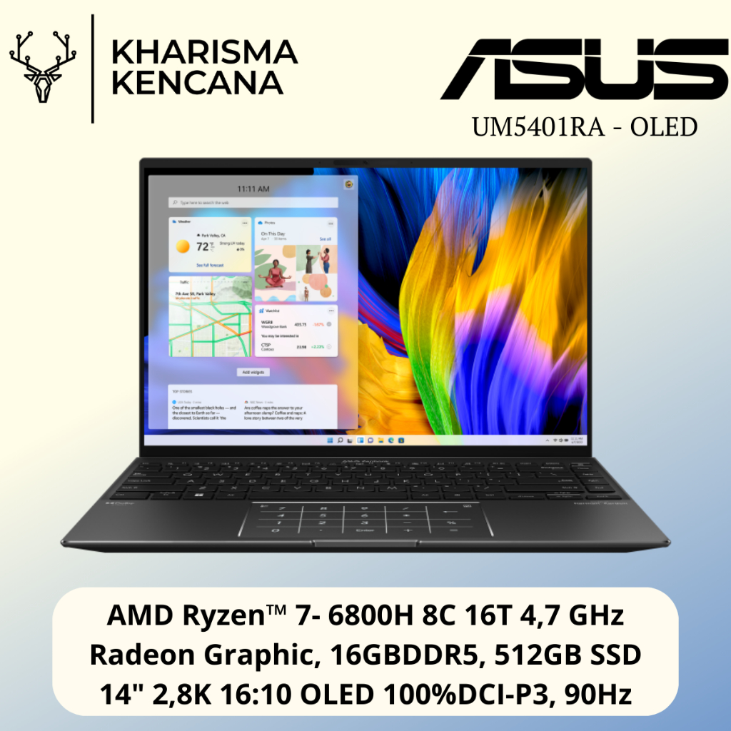 Jual Asus Zenbook 14x Oled Um5401ra Oleds753 R7 6800h 16gb 512gb 14