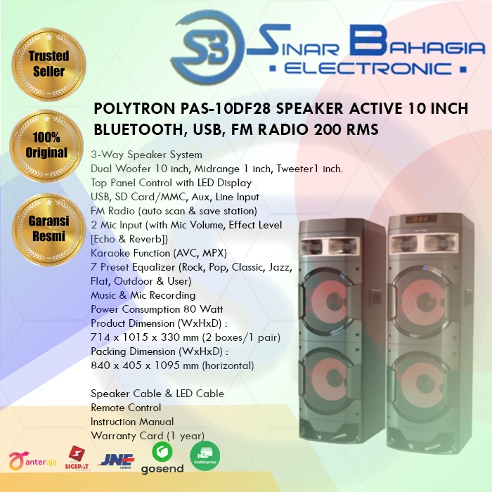 Jual Polytron Pas 10df28 Speaker Active 10 Inch Bluetooth Usb Fm