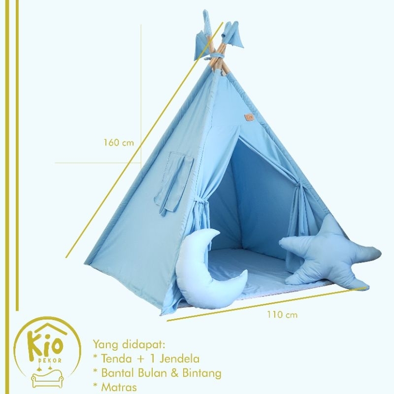 Jual Tenda Anak Dapat Matras & Bantal 2 - Teepee Tent - Tenda Bermain