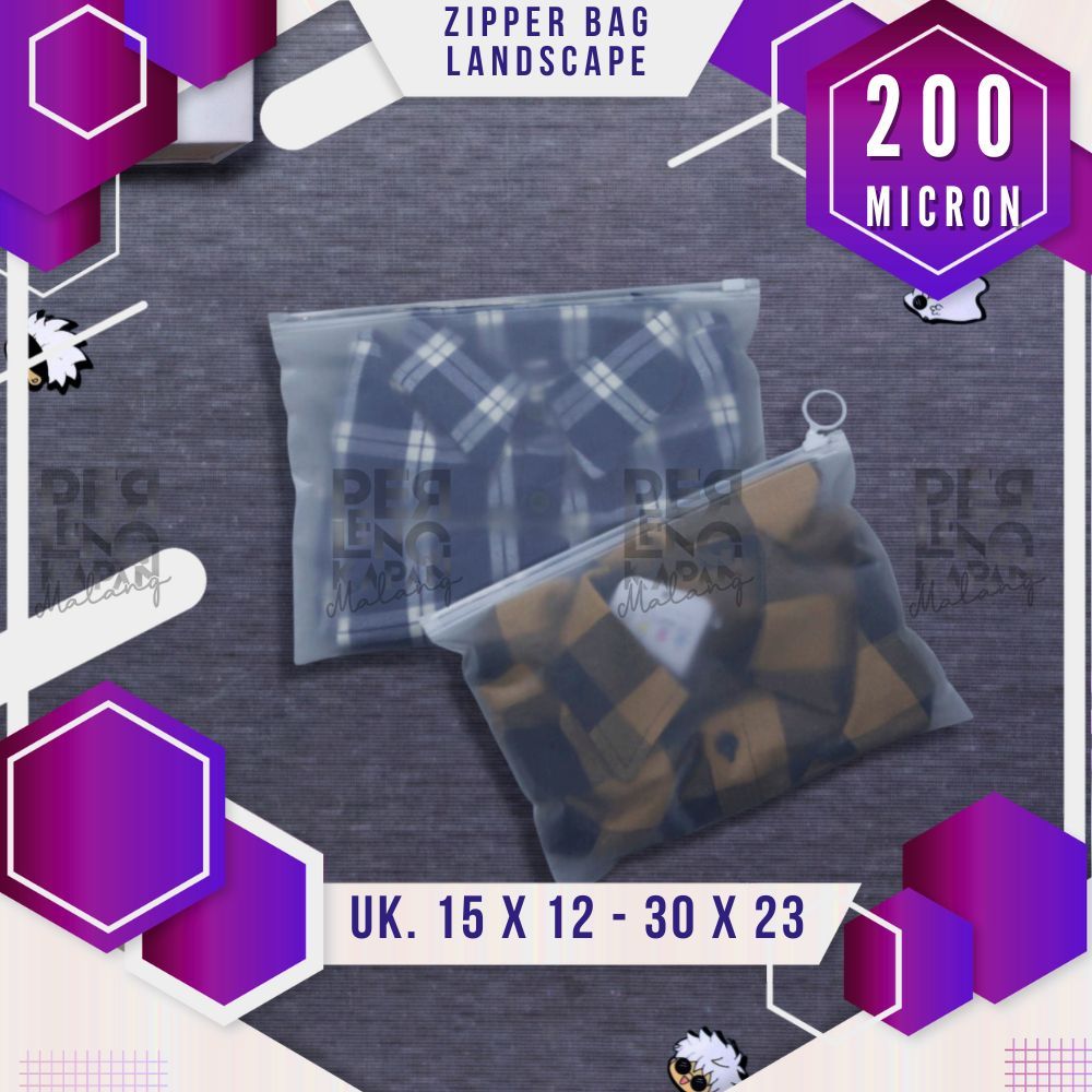 Jual Zipper Bag Landscape Transparan Doff Organizer Bag Pouch Plastik Penyimpanan / Ziplock