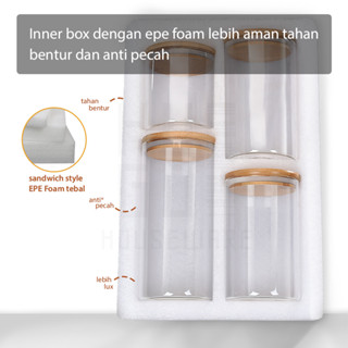 Jual Hugo Toples Kaca Borosilicate Set Pcs Kedap Udara Tutup Bambu