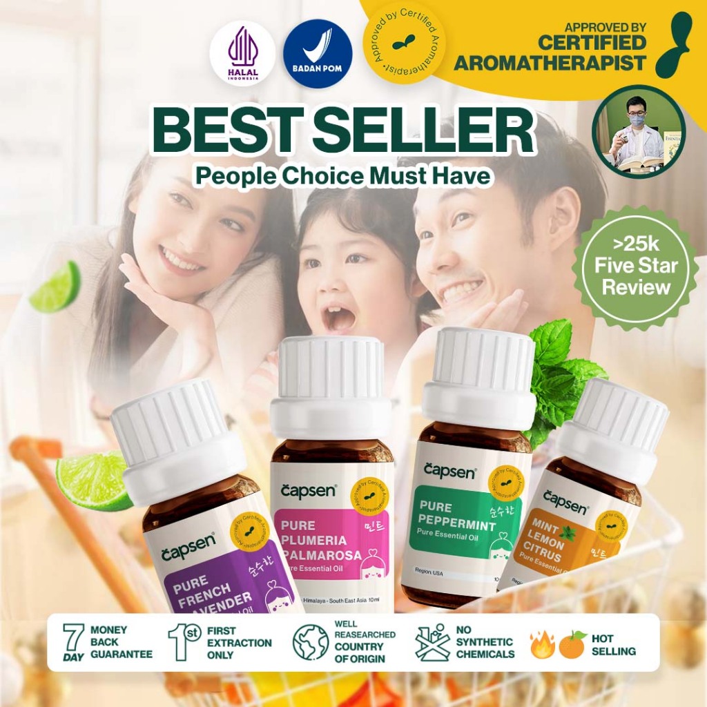 Jual CAPSEN {BEST SELLER} Pure Essential Oil 10ml Jasmine, Peppermint