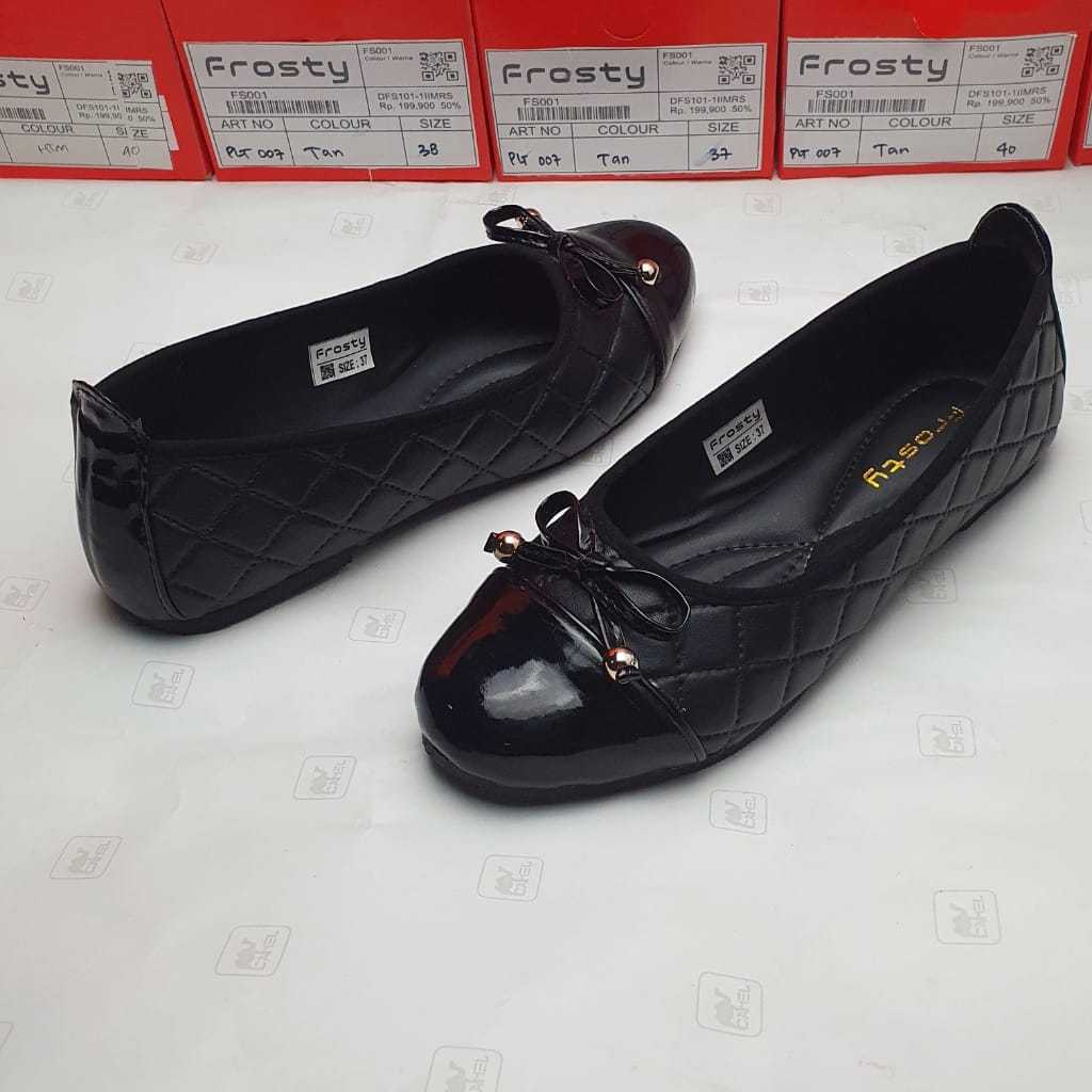 Sepatu flat shoes wanita kekinian sekolah hitam BL005