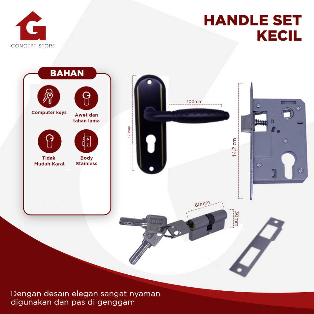 Jual Gagang Pintu Set Kecil Handle Pintu Kunci Pintu Kecil Cm