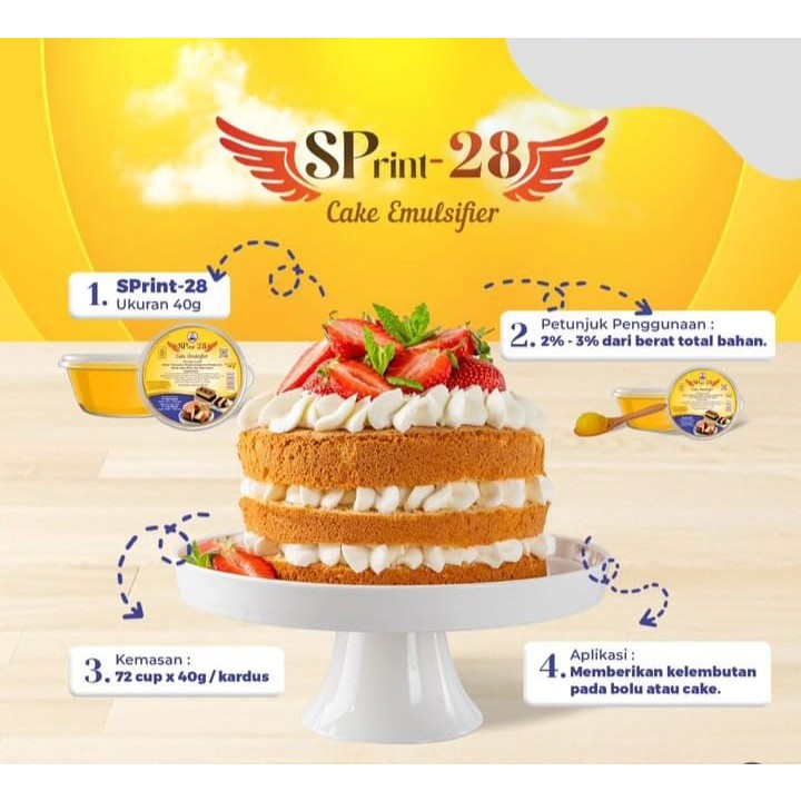 Jual SPrint-28 Cake Emulsifier Pengembang Kue Roti 40gr | Shopee Indonesia