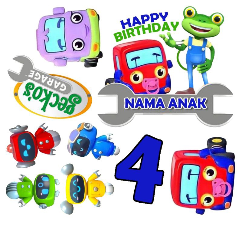 Jual Topper Cake Gecko's gratis tambah nama usia dan foto/ hiasan kue ...