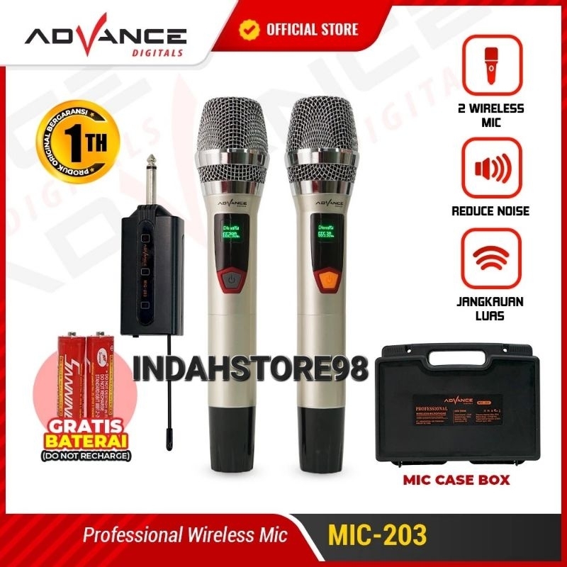 Jual Mic Wireless Double Advance 203 Profesional Microphone Original 2 ...