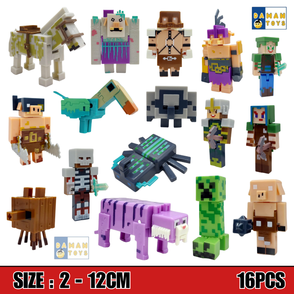 Jual Pajangan Figure Minecraft.Enderman Zombie Alex Steve Miniatur Mine ...