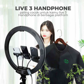 Ring Light 45cm Stand Tripod 2.1 Meter Ringlight 3 Holder Hp Lampu Live 18inch Plus Remot