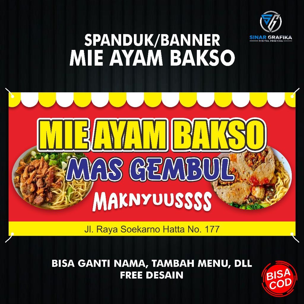 Jual Cetak Spanduk Mie Ayam Bakso Cetak Banner Mie Ayam Spanduk