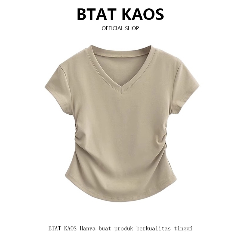 Jual BTAT kaos rib premium Solid Basic V Neck Cap Sleeve Crop Top