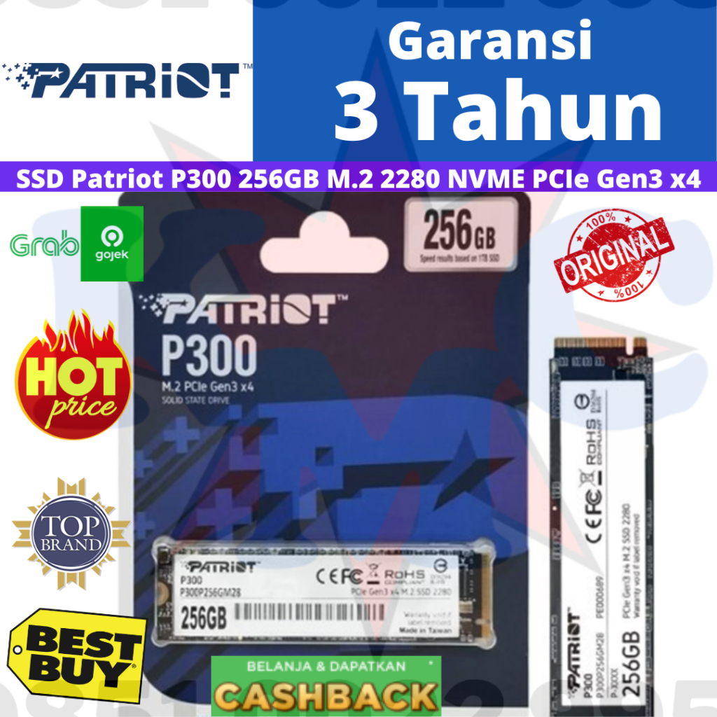 Jual SSD NVME 256GB Patriot P300 256 GB M.2 2280 NVME PCIe Gen3 x4 ...