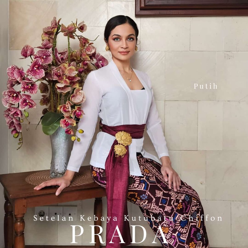 Jual Setelan kebaya bali chiffon prada special warna putih | set kebaya ...