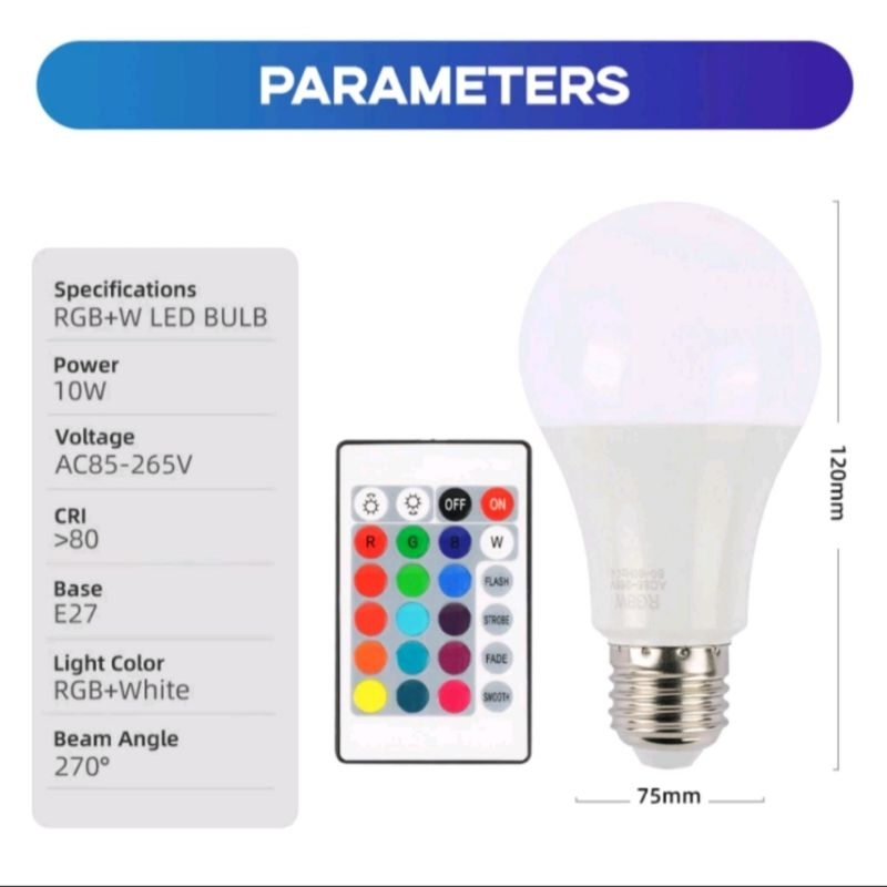 Jual Lampu LED RGB Bulb Remote Control Bohlam Lampu 16 Warna | Shopee ...
