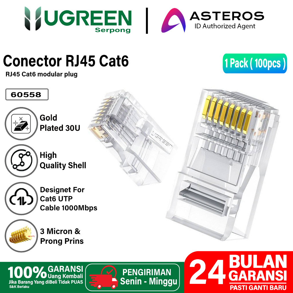 Jual UGREEN Belden Comscope Konektor LAN RJ45 Cat5e Cat6 UTP Ethernet ...