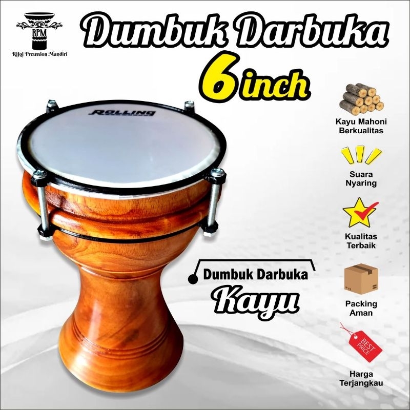 Jual Darbuka Dumbuk Pinggang UK. 6 INCH Hadroh Marawis mainan anak ...