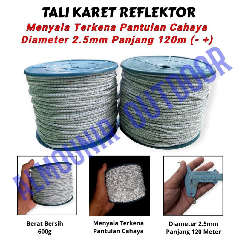 Jual tali karet string reflektif reflektor 2,5mm rol | Shopee Indonesia