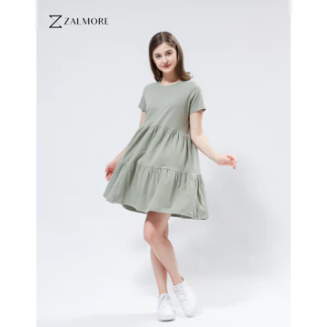 Zalmore Flowy Ruffled Mini Dress LUMA Cotton™ Premium Dress Wanita Lembut Ringan Sejuk Anti