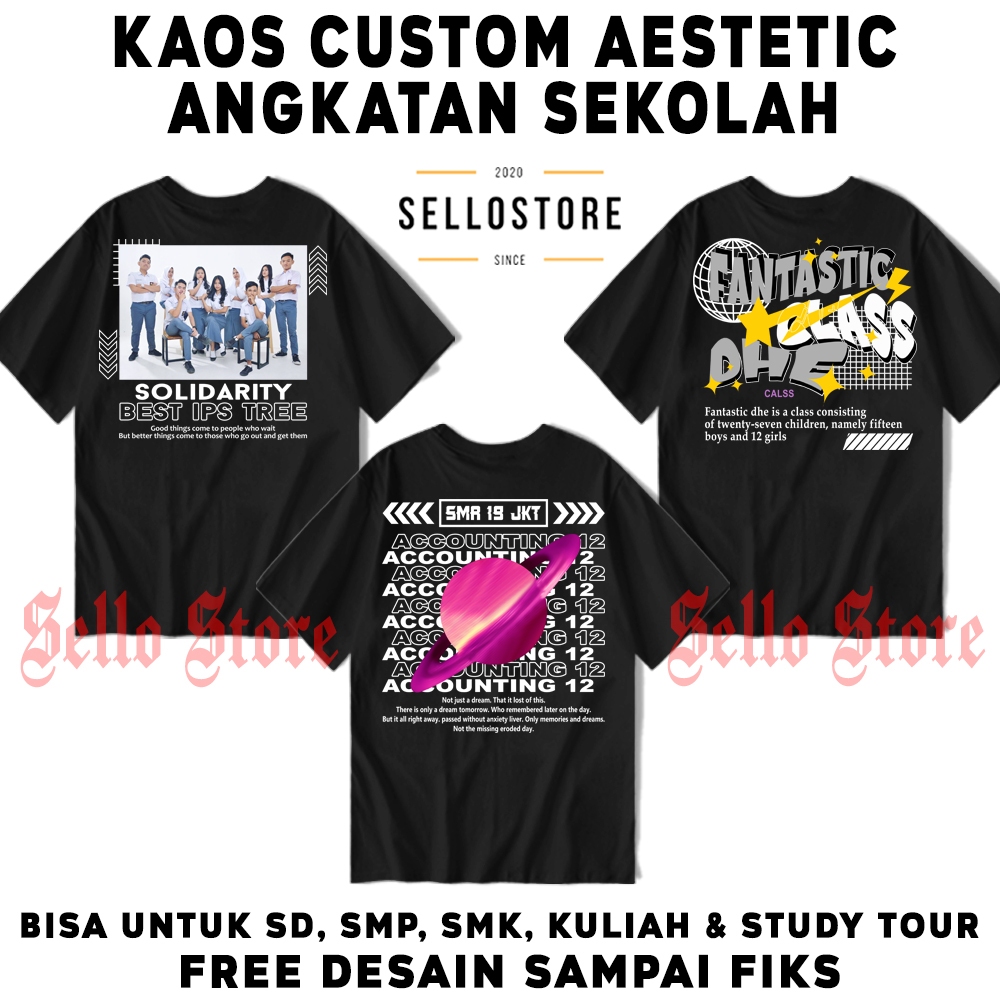 Jual KAOS SABLON CUSTOM DESAIN SENDIRI KAOS KELAS AESTHETIC STREETWEAR