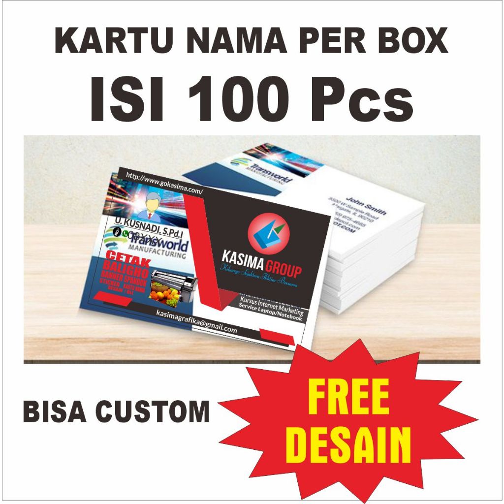 Jual Cetak Kartu Nama Custom Free Design Suka-suka Harga Per Box Isi ...