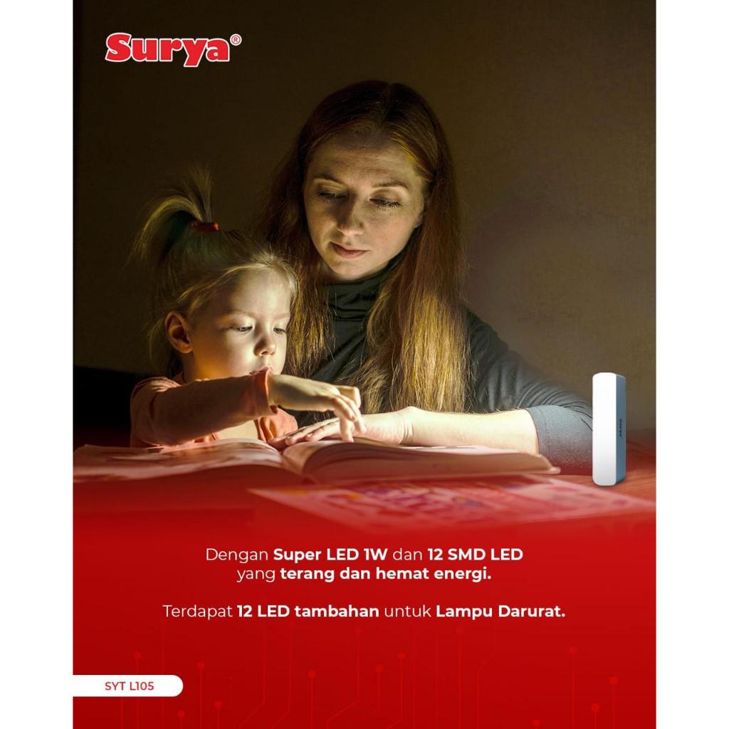 Jual Lampu Emergency LED SURYA Lampu Senter Charge LED SYT L105 SYT L ...