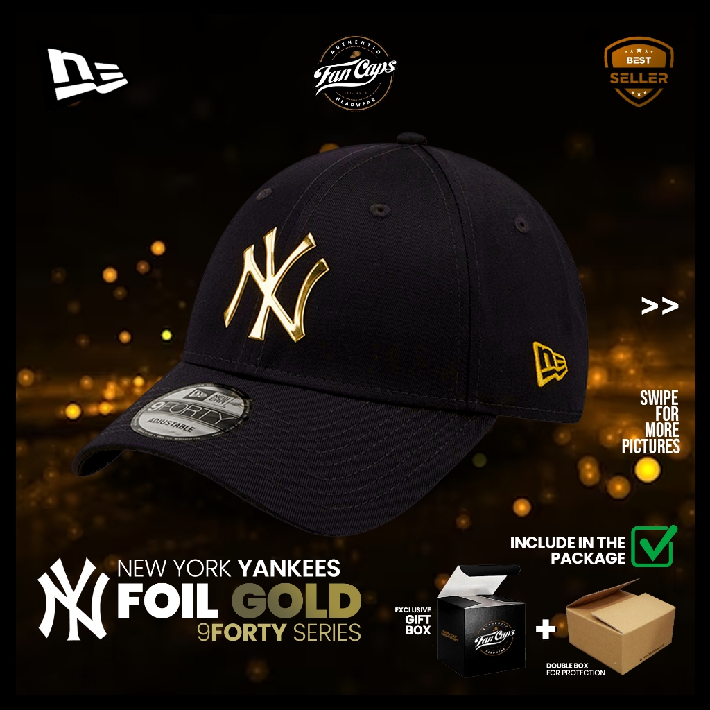 Jual Topi New Era Original MLB New York Yankees Foil Gold Logo warna ...