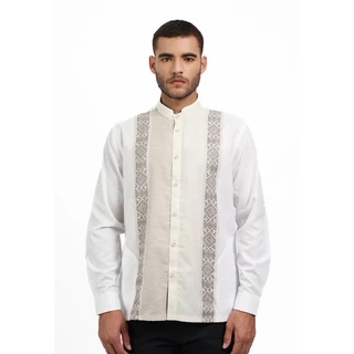 MOC Kemeja Koko Lengan Panjang Pria MARKOV - WHITE
