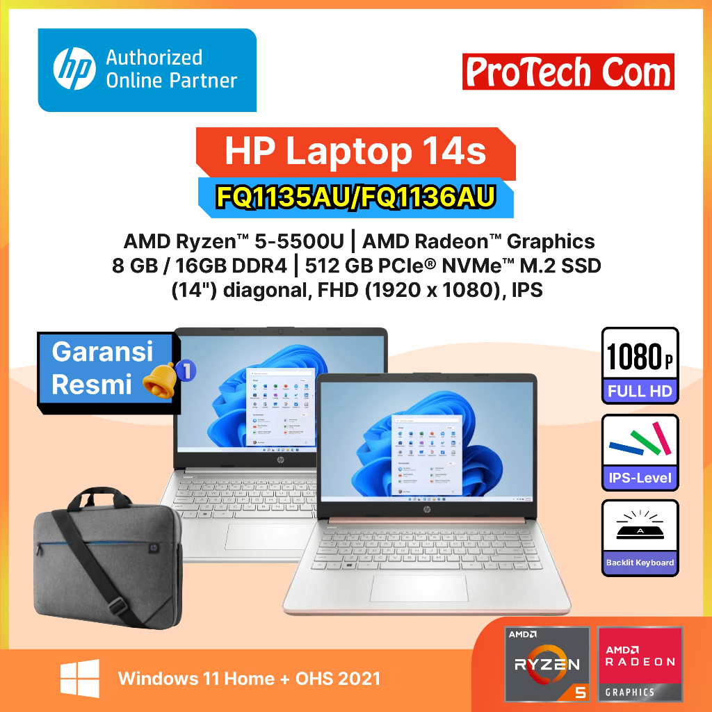 Jual Laptop Hp 14s Fq1135aufq1136au Ryzen 5 5500u 512g 14 Fhd Ips W11 Ohs 2021 Shopee Indonesia 0231