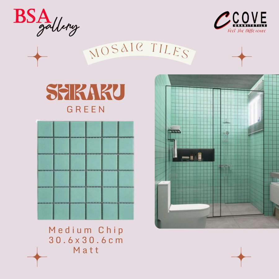 Jual Mosaic Tiles Square Hijau Keramik Mozaik Hijau Lantai Dinding Wc