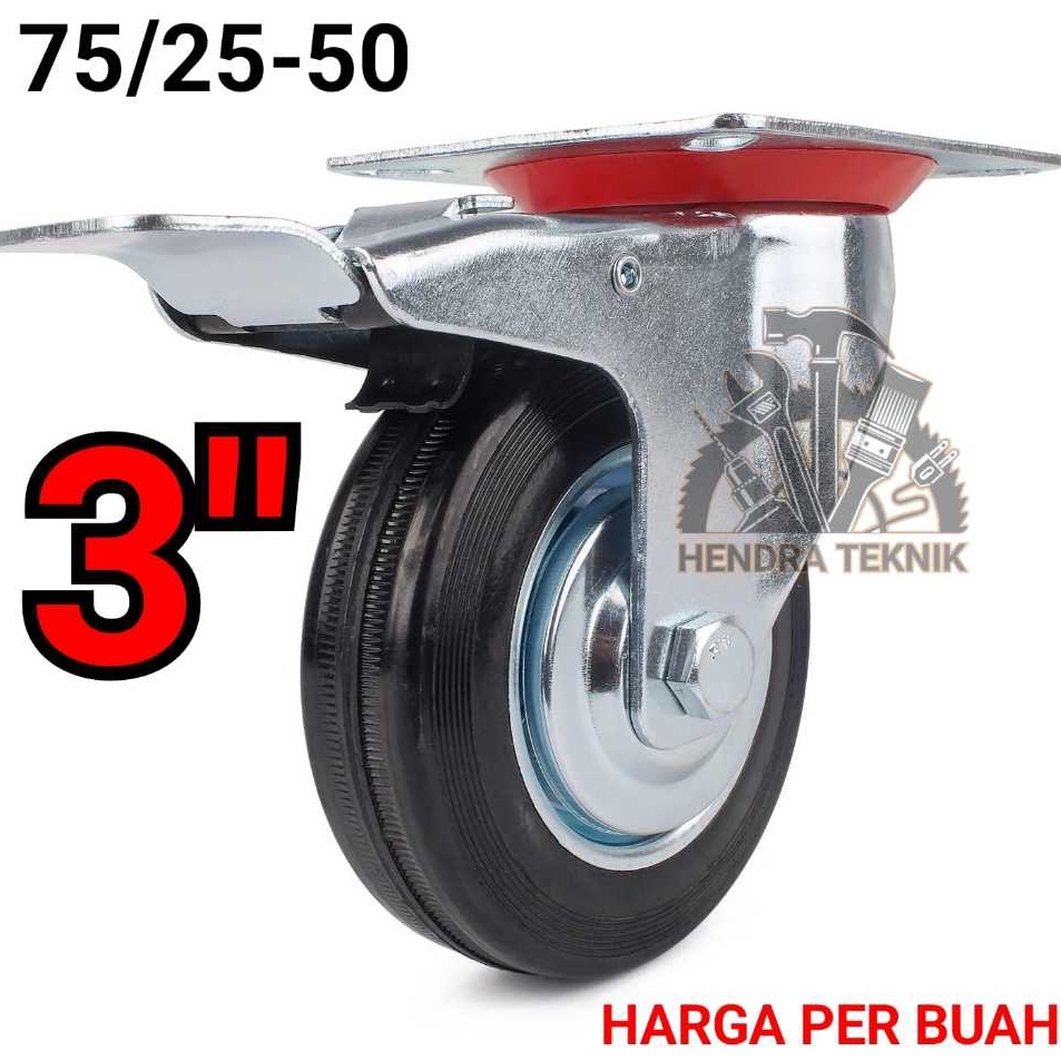 Jual Harga Khusus RODA KARET REM HIDUP 3 RODA TROLI 3 INCI RODA HIDUP ...